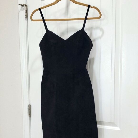 Wilsons Full Suede Elegant Black Mini Spaghetti Strap Dress, Size Xs - Picture 1 of 5